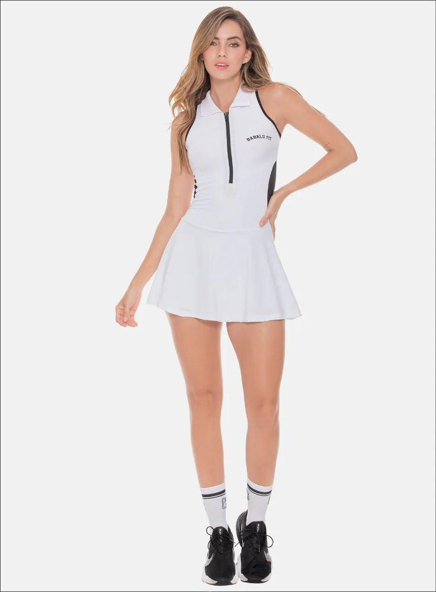 Dress with zipper and transparency detail