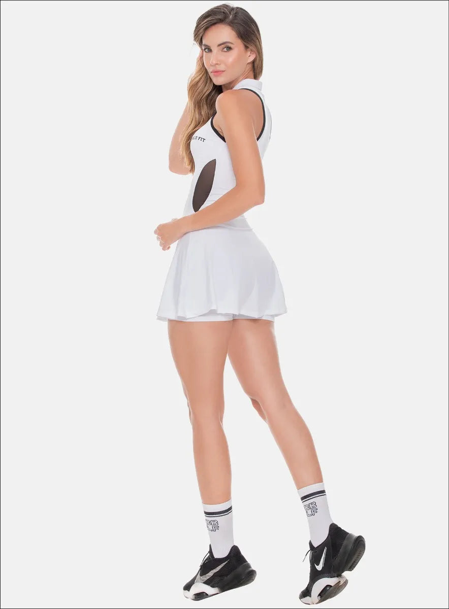 Dress with zipper and transparency detail