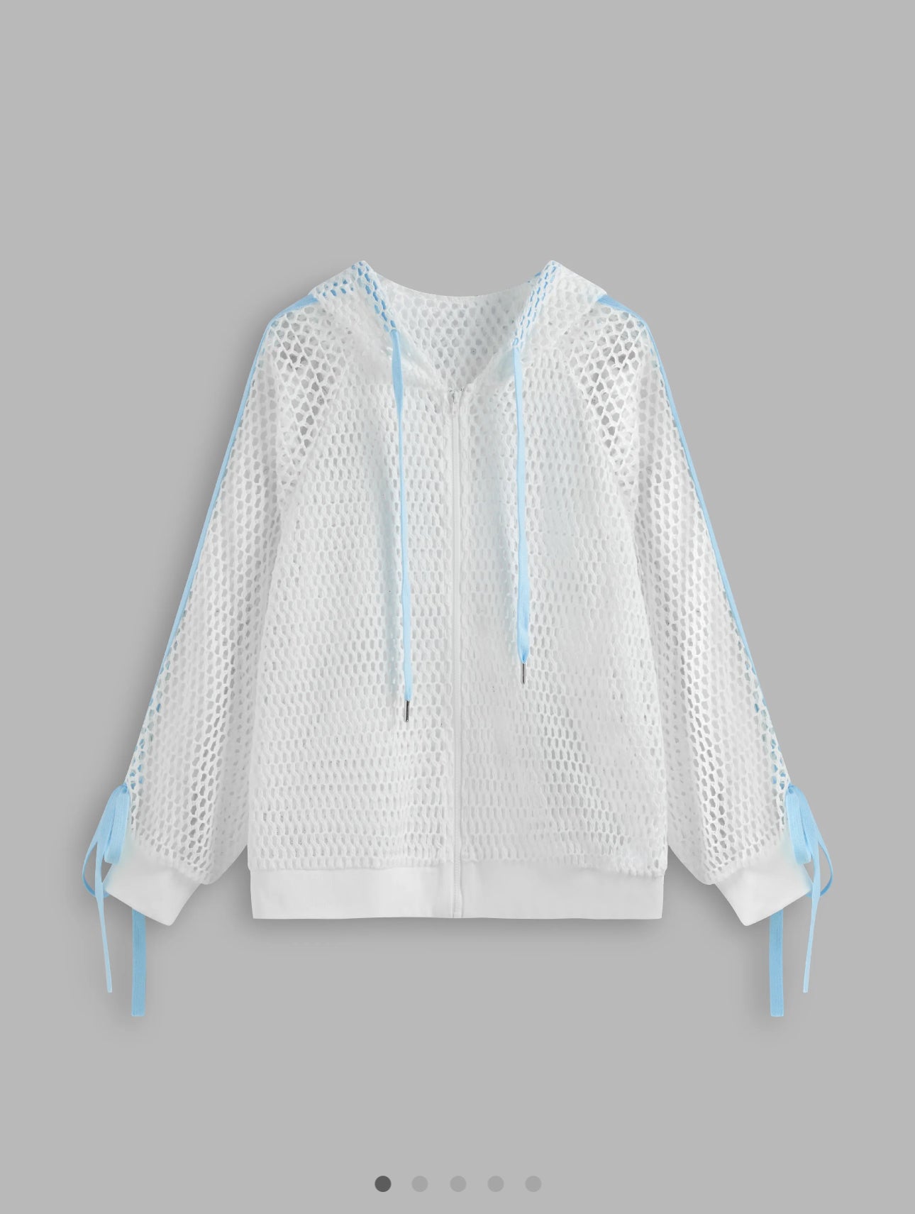 ROUND NECKLINE HOLLOW OUT KNOTTED SEE-THROUGH OVERSIZED JACKET