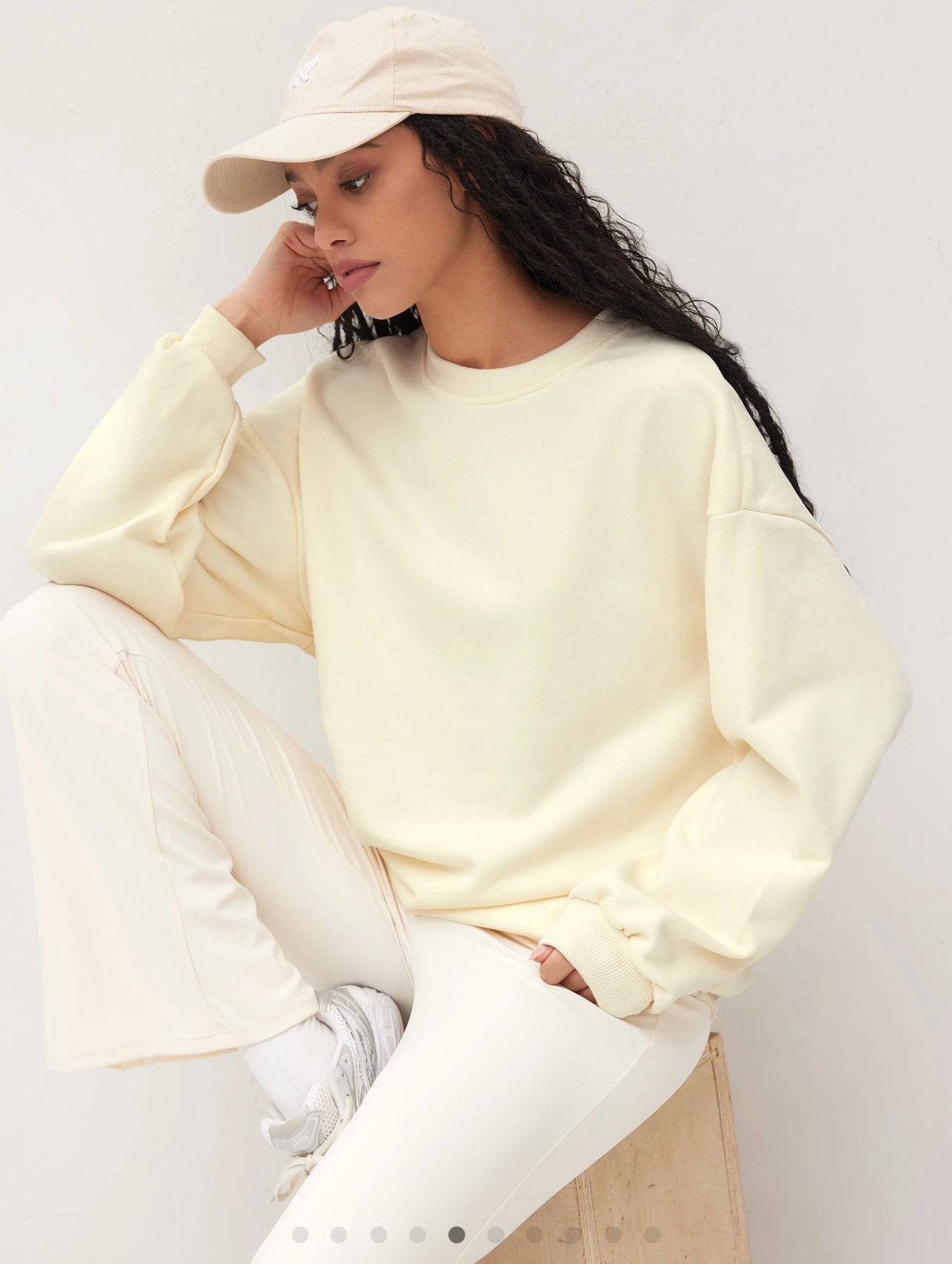TERRY ROUND NECKLINE SOLID SWEATSHIRT