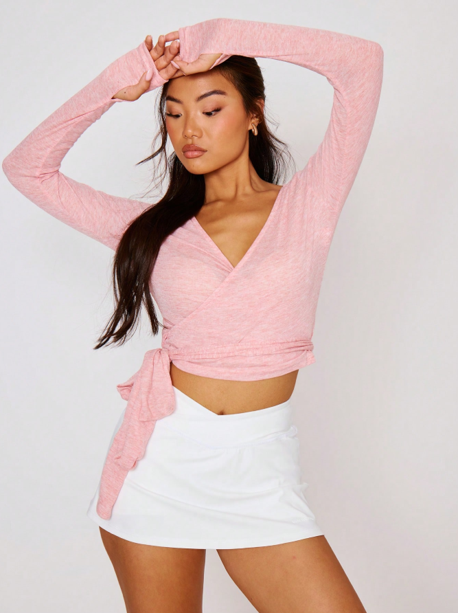 V Neck Wrap Tie Top