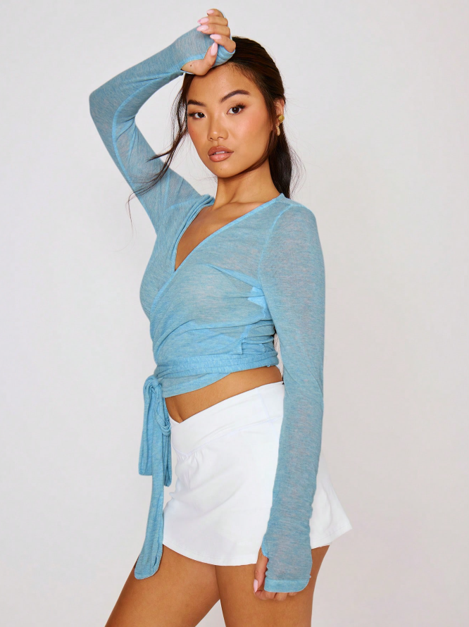V Neck Wrap Tie Top