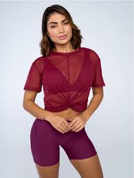 Front Tie Mesh Crop Top