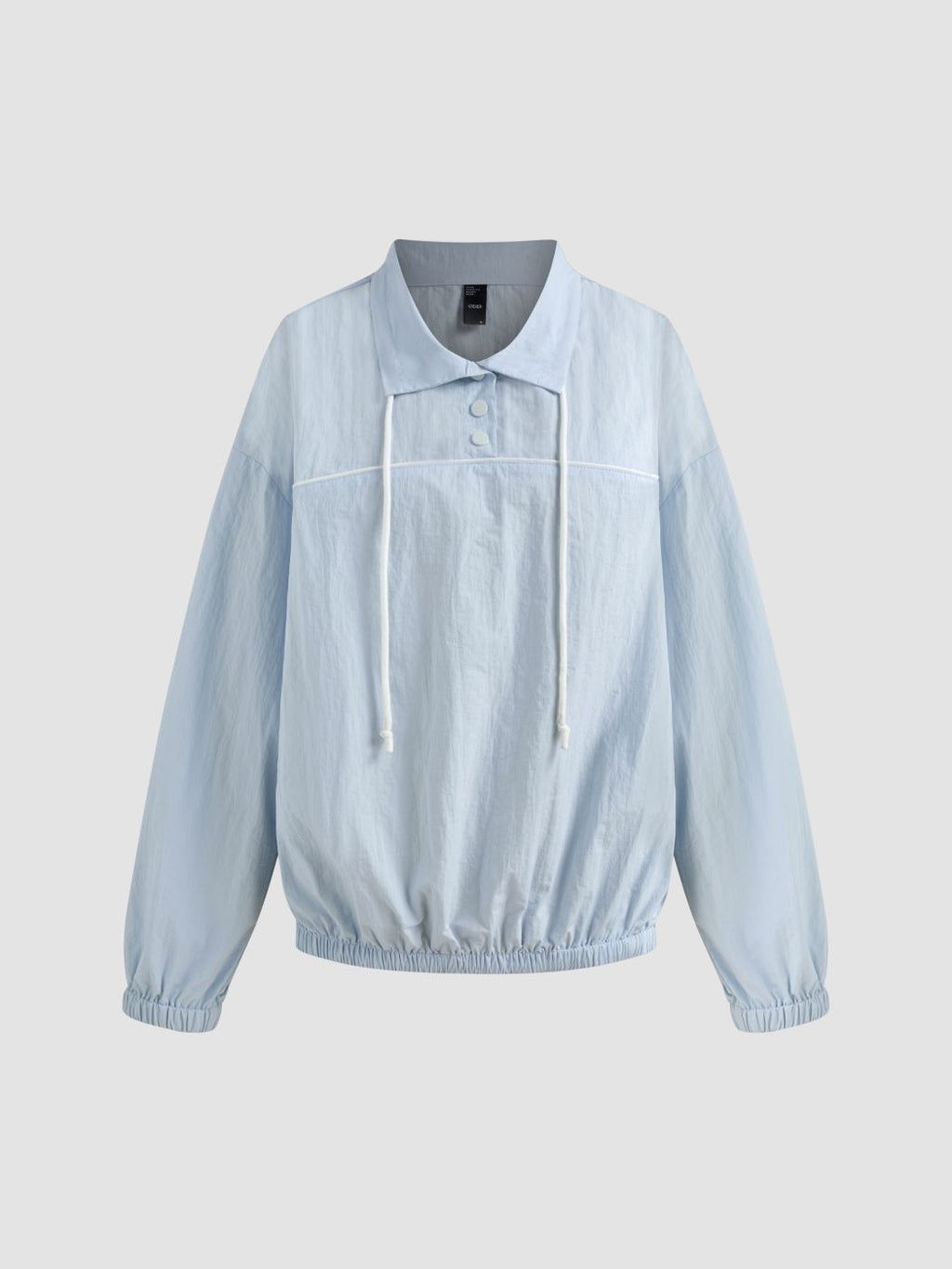 Collar Solid Drawstring Sweatshirt
