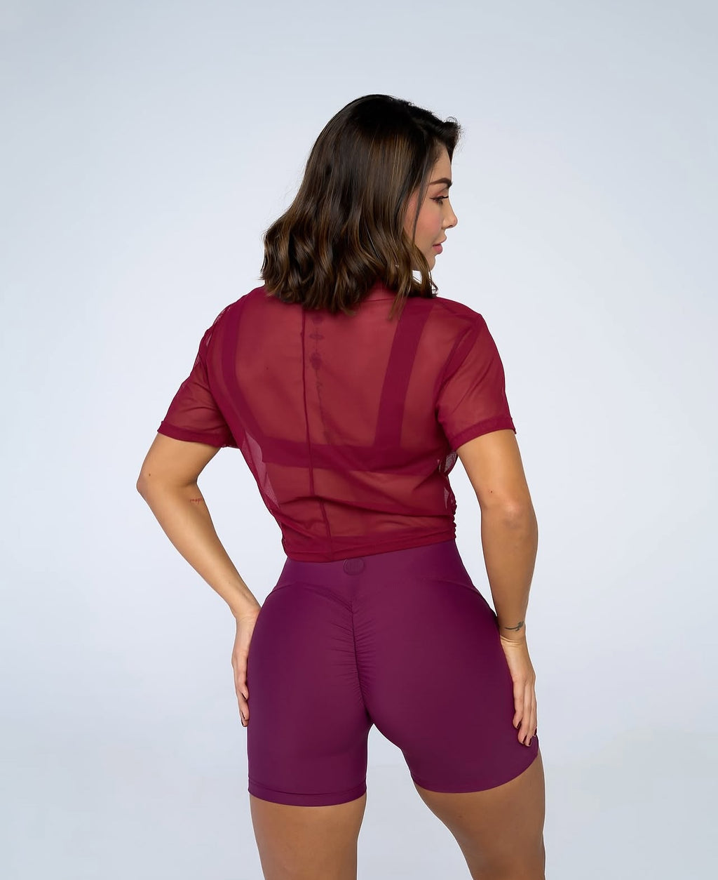 Front Tie Mesh Crop Top