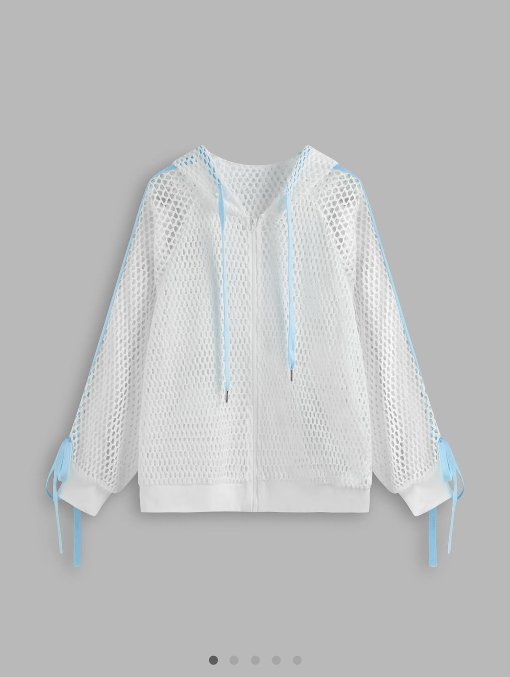 ROUND NECKLINE HOLLOW OUT KNOTTED SEE-THROUGH OVERSIZED JACKET