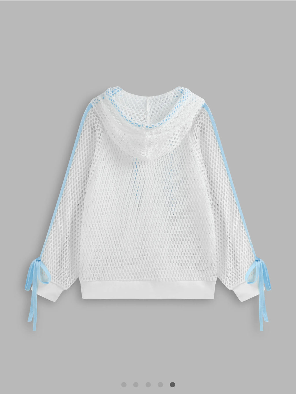 ROUND NECKLINE HOLLOW OUT KNOTTED SEE-THROUGH OVERSIZED JACKET
