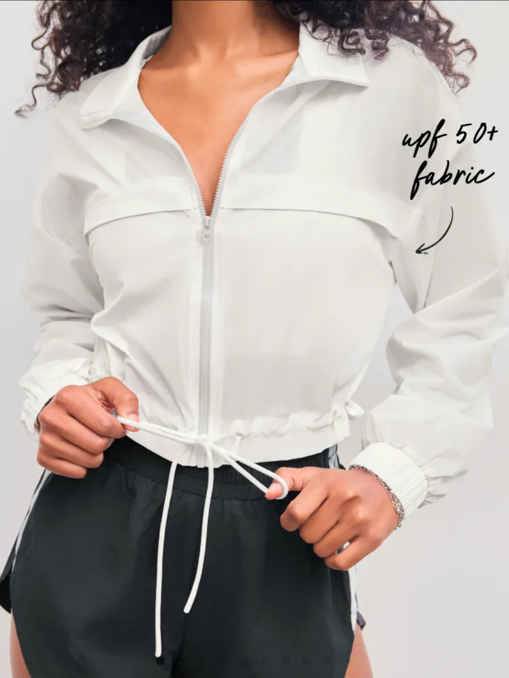 SOLID UV-PROOF ZIPPER DRAWSTRING JACKET