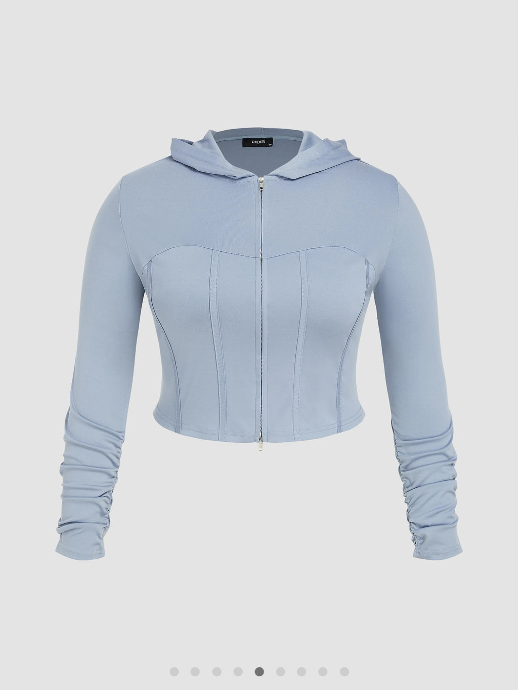Zipper Jersey Crop Hoodie Curve & Plus