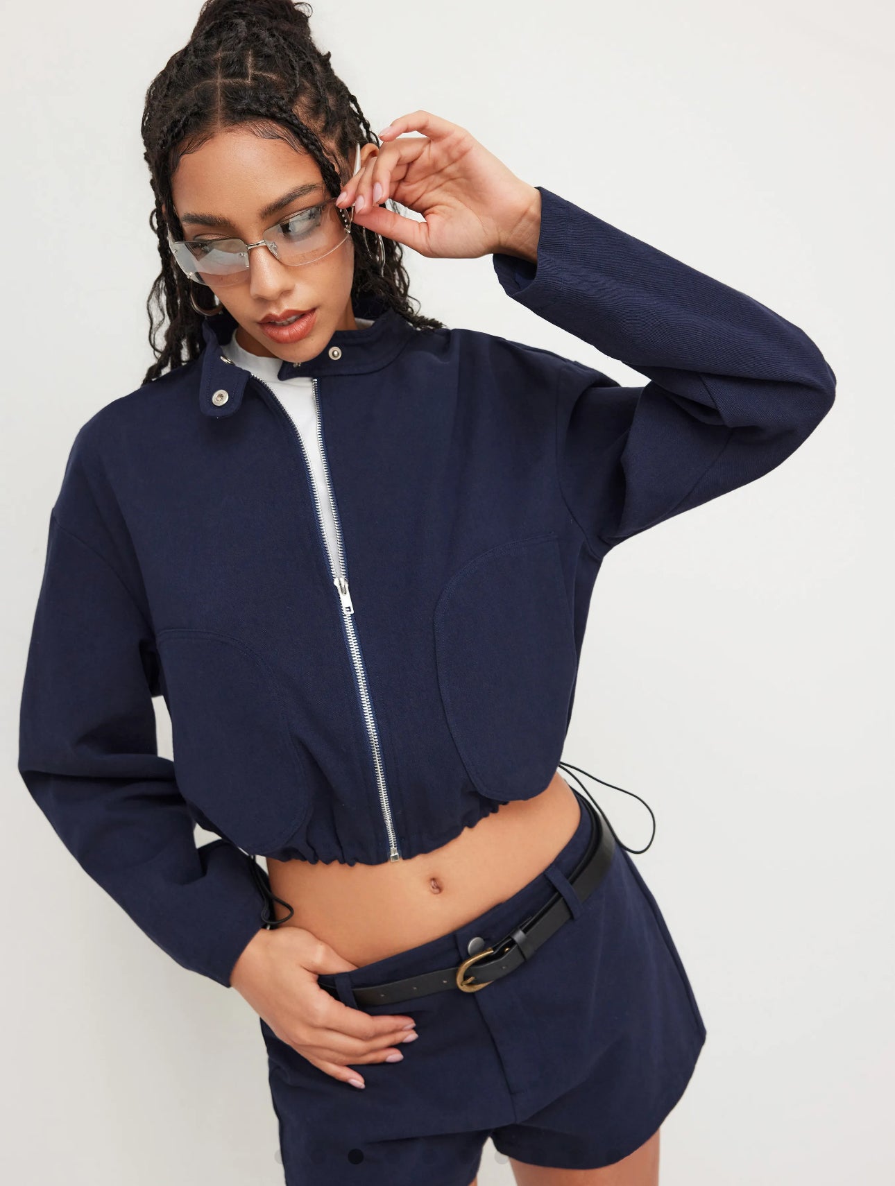 100% Cotton Funnel Neck Drawstring Jacket