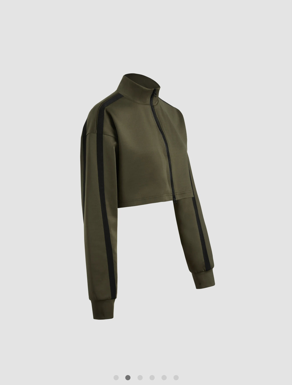 Stand Collar Solid Zipper Crop Jacket