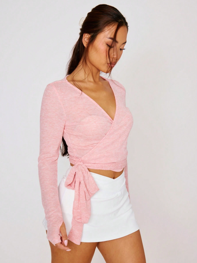 V Neck Wrap Tie Top