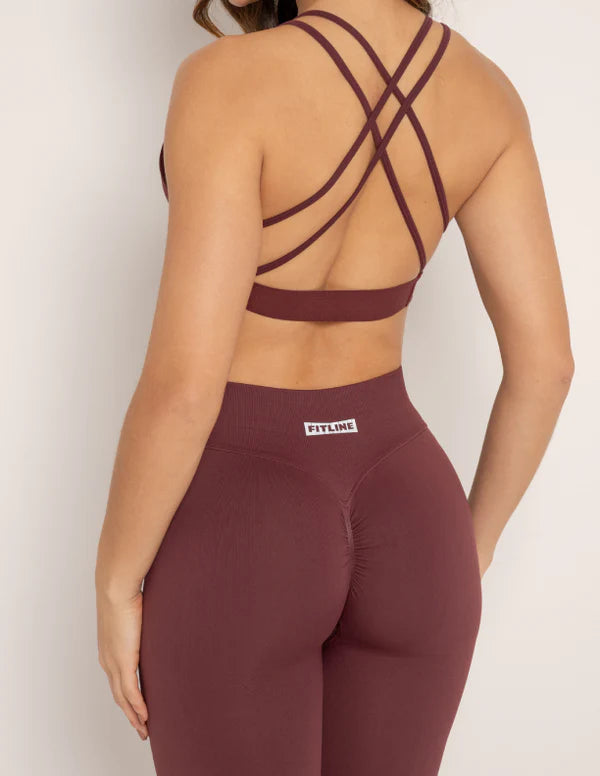 Set Seamless Sport Bra Knot and Leggins push up Heart